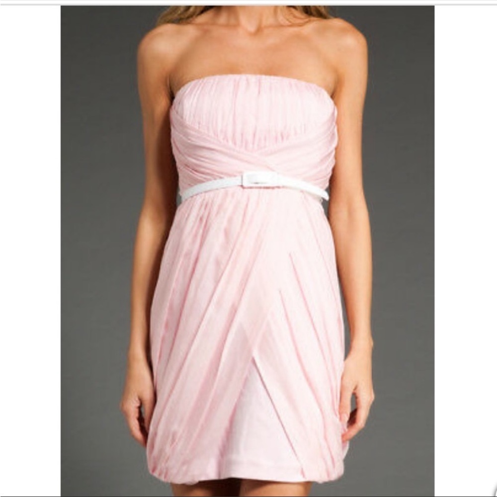 NWT Cynthia Steffe Pale Pink Pomona Silk Strapless Pleated Dress, size 6